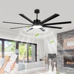 Depuley 72" Large Industrial Ceiling Fan with Lights: Modern Reversible Ceiling Fans with Remote - Big Fans for Living Room Office Garage Farmhouse DC Motor 8 Blades