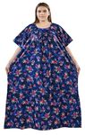 UPPER COLLECTION Women Pure Cotton Nighty Maxi Gown Plus Size 5XL to 10XL Blue