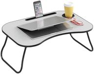 Generic Laptop Stand for Bed Portable Lap Desk with Cup Holder/for Bed/Sofa/Couch/Study/Reading/Breakfast/Writing On Low Sitting Floor Large Foldable Lap Desk Bed Trays for Eating Gray