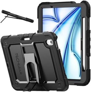 TECHGEAR ArmourSHIELD Case For Apple iPad Air 11 Inch (M2) 2024, 6th Generation Full Body Tough Shockproof Rugged Case with Folding Stand & Screen Protector, Kids Schools Work Case, Black