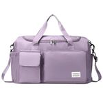 FAMEWORLD Nylon 44 cms Imported Travel Duffle Bag Sports Gym Shoulder Bag for Women with Wet Pocket & Shoe Compartment Weekender Overnight Travel Luggage Bag (44 x 18 x 29 cm) (Purple)