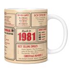 Mug Monster - 43rd Birthday Gift - Back in 1981 in This Year Mug, Present for Men and Women, Birthday Gifts for Women, Birthday Gifts for Men, 43rd Anniversary, 11oz White Mug