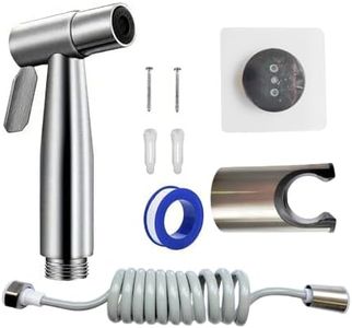 Stainless Steel 304 Handheld Bidet Sprayer Set, Metal with Stainless Steel Finish, Flexible 78-Inch Hose, Wall Mount/Adhesive Bracket, 3-Piece Toilet Attachment, for Bathroom Cleaning, Pet Shower