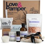 LUX Sleep Well - Lavender Aromatherapy Pamper Gifts for Women: Improve Wellness, Essential & Massage Oil, Himalayan Bath Salt, SOYA Candle, Ribbon Tied Sisal Soap, Pillow Pouch, Wax Melt