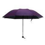 Kuber Industries 3 Fold Manual Umbrella | Windproof, Sunproof & Rainproof | With Polyester Canopy, Sturdy Steel Shaft & Wrist Straps | Easy to Hold & Carry | Umbrella for Women, Men & Kids |Purple