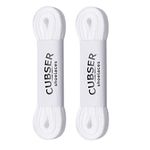 CUBSER Flat Shoelaces (2 Pairs) Quality Durable Wide(9mm) Shoe Laces for Sneakers and Trainers Shoes (120 CM, White)