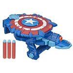 Marvel Avengers Mech Strike Monster NERF Captain America Monster Blast Shield Roleplay Toy with 3 NERF Darts, Toys for Kids Ages 5 and Up.