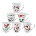 Pfaltzgraff Winterberry Holiday Whimsical Coffee Mugs, Set of 6, 17-Ounce, Multicolor