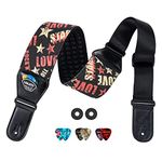 LEKATO Guitar Strap, 3D Neoprene Foam Bass Guitar Strap, 3" Wide 45-55IN Length Adjustable Padded Guitar Belt Shoulder Strap with Leather Ends for Acoustic, Classical, Electric Guitars - Love