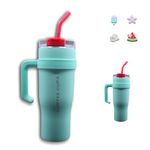 Xfopz 40 oz Tumbler with Handle and Straw Lid, Leak Proof Travel Coffee Mug, Double Wall Stainless Steel Insulated Tumbler Cup Keep Drinks Cold or Hot, Water Bottle for Car Cup Holder (Blue)