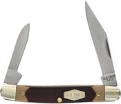 Old Timer 104OT Small Canoe 4.7in Stainless Steel Traditional Folding Pocket Knife with Clip Point and Drop Point Blades, Sawcut Handle, and Convenient Size for EDC, Camping, Hunting, and Outdoors