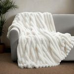 Topchances Rabbit Plush Blanket,360GSM/180GSM Double Layer Fabric Multifunctional Four Seasons Super Soft Comfortable Throw Blanket Fluffy Bed Blanket for Sofa Bed,Armchair(Off-White,100×160cm)