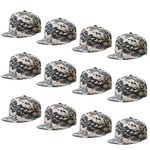 Falari Wholesale 12 Pack Snapback Hat Cap Hip Hop Style Flat Bill Blank Solid Color Adjustable Size (One Size, 12-Pack Digital Camouflage)