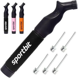 SPORTBIT Ball Pump for Sports Balls - Push & Pull Inflating System - Hand Pump for All Exercise Balls - Volleyball Pump, Basketball Inflator, Football & Soccer Ball Air Pump - Goes with 5 Needles Set