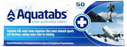 Aquatabs Water Purification Tablets - Emergency Water Treatment System - Portable Water Filter for Camping, Travelling, & Home Use (3.5mg, 1 Pack of 50 Tablets)