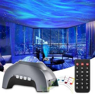 CIMELR Northern Lights Aurora Projector,Star Projector Music Bluetooth Speaker and White Noise,Star Projector Galaxy Light with Remote Control,Night Light Projector for Home Decor Bedroom（Grey）