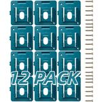 esmusssein 12 Pack Battery Holder Compatible for Makita 18V Battery Wall Mount Holder Rack Tool Holder Dock for BL1860 BL1850 BL1840 BL1830,Blue (24 Screws, fit for BL1860)