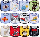 Lictin Baby Bibs for Girls 12 pcs Unisex Waterproof Saliva Towel Baby Bibs, Waterproof Layer Absorbent Teething Dribble Bandana Drool Bibs, for Newborn Infant Toddler 3-24 months