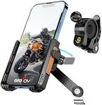 Grefay Motorcycle Phone Holder Handlebar Mount Motorbike Phone Holder Rearview Mirror【2 Connection Methods+1S Quick Disassembly】with ​360 Rotate for 3.5-7.0 inch Smartphone (Orange)