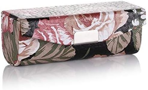 Beautyflier Women's Soft Leather Lipstick Case Holder with Mirror Rectanglet Makeup Travel Cases for Purse Lipstick Holder (Black Flower)