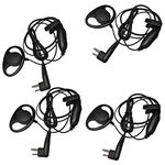 HQRP 4-Pack D Shape Earpiece Headset PTT Mic for Bearcom Radio Devices BC10 / BC20 / BC90 / BC95 / BC120 / BC130 / Black Box/Black Box Plus + HQRP Coaster