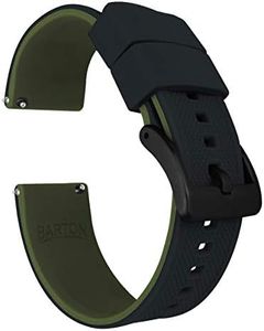 BARTON WATCH BANDS 20mm Black/Army Green - Elite Silicone Watch Bands - Black Buckle Quick Release