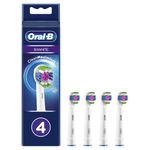 Oral-B 3D White Electric Toothbrush Head with CleanMaximiser Technology, Angled Bristles for Deeper Plaque Removal, Pack of 4, White