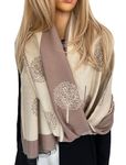 Cashmere Tree Life Blanket Scarf - Reversible Scarf Women Pashmina Shawl, Winter Scarfs Women, Large Wrap, Warm Scarf, Tree of Life Print Ladies Scarves Long Wraps - The Accessory Co (Beige)