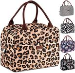 RONAVO Lunch Bags for Women Insulated Cooler - Reusable Tote Bag Lunch Box with Large Capacity for Work, Picnic, School or Travel (Leopard)