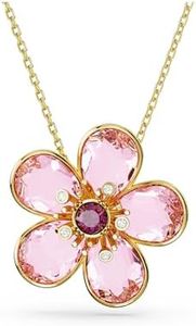 Swarovski Idyllia Pendant Necklace, Pink Petal Cut Crystals and White Zirconia in a Gold-Tone Plated Setting