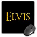 3dRose - Elvis Legendary Baby boy Name in America. Yellow on Black Charm - Mouse Pad - (mp-351373-1)