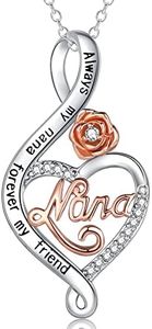 Gifts for Mum/ Nana/ Daughter, S925 Sterling Silver Chain Rose Flower Necklace Jewellery Gifts for Mum Grandma from Daughter Son Grandchildren, Perfect Christmas Mothers Day Birthday Gift with Gift Box, Cubic Zirconia