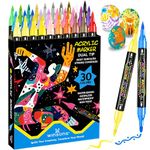 WINSONS 30 Colors Dual Tip Acrylic Paint Markers Pens- Premium Acrylic Paint Markers, Brush & Round Tips, Quick-Drying - For Rock, Canvas, Ceramic, Wood - Gift for Artists & DIY Enthusiasts