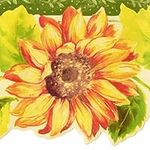 Concord Wallcoverings Wallpaper Border Floral Pattern Sunflowers Leaves, Die Cut Edge for Cottage Kitchen Dining Room, Yellow Green, 15 Ft by 5.25 In KT77922DA