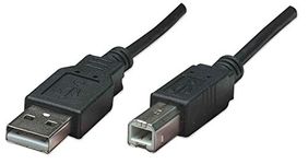 Manhattan USB-A to USB-B Cable, 0.5m, Male to Male, 480 Mbps (USB 2.0), Hi-Speed USB, Black