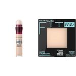 Maybelline Instant Age Rewind Eraser Dark Circles Treatment Multi-Use Concealer & New York Matte + Poreless Pressed Face Powder Makeup, Translucent, 8.5 Grams