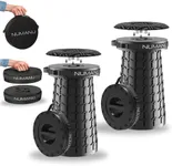 NUMANU 2024 Upgraded XXL Collapsible Stool 19.7" Tall, Max Weight 1000lbs, Heavy Duty Portable Retractable Folding Chair (2X Stools + Cushion + Carry Bag, 2, Stool/s)