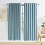 2 Panels Full Blackout Door Curtains for Doorway 80 Inches long, Heat and Full Light Blocking Thermal Insulated Drapes for Nursery Bedroom Back Tab Rod Pocket Hook Belt, Dusty Blue,50"W x 80"L