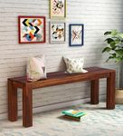 NISHA FURNITURE Solid Sheesham Wood Bench for Living Room Furniture, Wooden 2 Seater Bench for Home, Dining Bench for Outdoor Garden Bacony - Natural Honey Finish