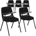 Flash Furniture 5 Pk. Hercules Series 880 lb. Capacity Black Ergonomic Shell Stack Chair with Padded Seat and Back