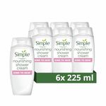 Simple Nourishing Shower Cream dermatologically tested for gentle skin care 6x 225 ml