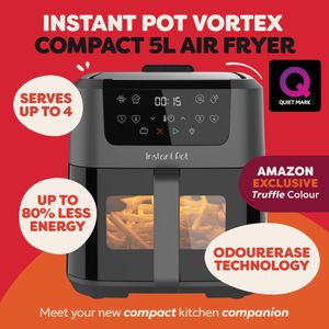 Instant Pot Vortex Compact Air Fryer 5L – Truffle Grey, 4-in-1, Non-Stick, Family Size