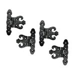 Adonai Hardware Addon Antique Cast Iron Vintage Heavy Duty Cabinet T Hinges (3" x 4 Pack, Matte Black) for Barn Doors, Kitchen Cupboards, Wardrobes, Sheds, Windows, Wooden Box, Chest and Trunks