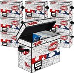 YNSZAS 10 Pack Comic Book Storage Box, 15.8" X 7.8" X 11.8", Heavy Duty Collapsible Holds 160-180 Comic Book Bin Container Holder Shelf (Cartoon Clock)