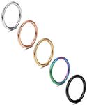 Jstyle 5 Pcs a Set 316L Stainless Steel Septum Piercing Nose Hoop Clicker Ring 16G 10mm