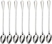 Long-handled ice tea spoon, cocktail stir spoons, stainless steel coffee spoons, ice cream scoop Set of 8