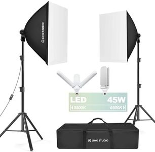 LimoStudio (LED Super Bright) 1800W Output 20 x 28 inch Softbox Continuous Lighting Kit, 5500K-6500K Neutral Day Light Color Temperature, 7600 Lumen, 95>CRI, Soft Box Diffuser, 3-Leaf Bulb, AGG3427