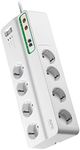 APC -Surge Protector - PMF83VT-GR - Power Strip with Surge Protection (8-Way Plug Schuko, Switchable, 2 TV/Video and 2 Telephone Protection Outputs - Colour: White)