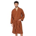 Rangoli Noble 100% Cotton Bathrobes For Men, 400 GSM | Ultra-soft, Lightweight & Highly Absorbent Luxurious Bath Gown/Bath Robe| Brown, XL