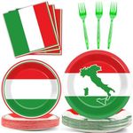 100 Pcs Italian Flag Plates and Napkins Party Supplies Italy Flag Party Tableware Set Italian Flag Red White and Green Party Decors Favors for Italy Family Gathering Kitchen Dining Serves 25 Guests…